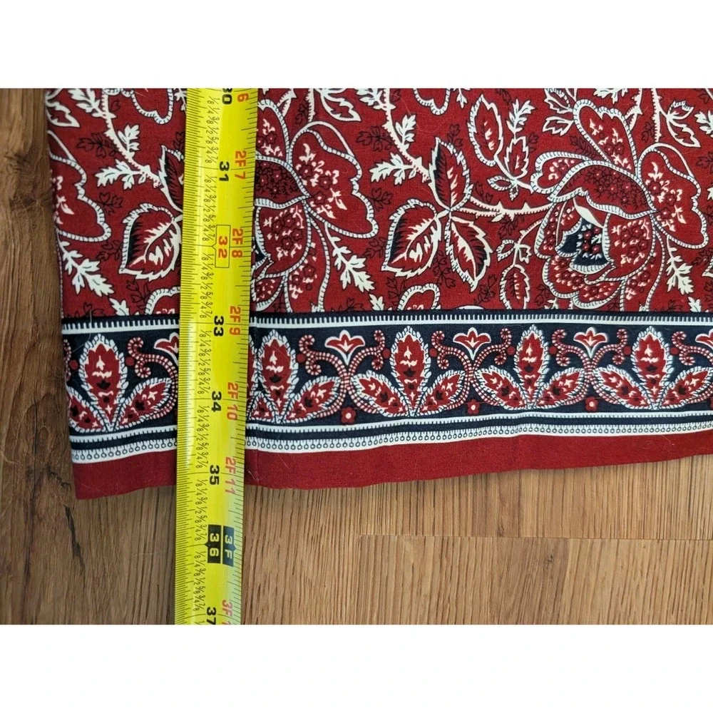 Charter Club Wrap Skirt Size 14 Straight Midi Red White Blue Floral Bandana Boho